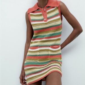 Zara Crochet Polo Dress